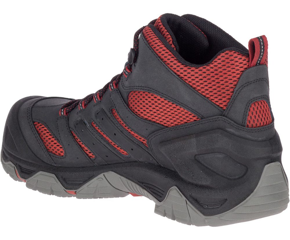 Merrell Vandrestøvler Herre - Strongfield Mid Waterproof Comp Toe Wide Width - Sort/Rød - LNB165389